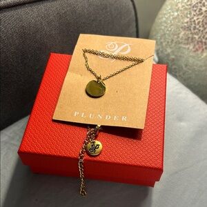 NWT Plunder Gold-Tone Disc Pendant Necklace